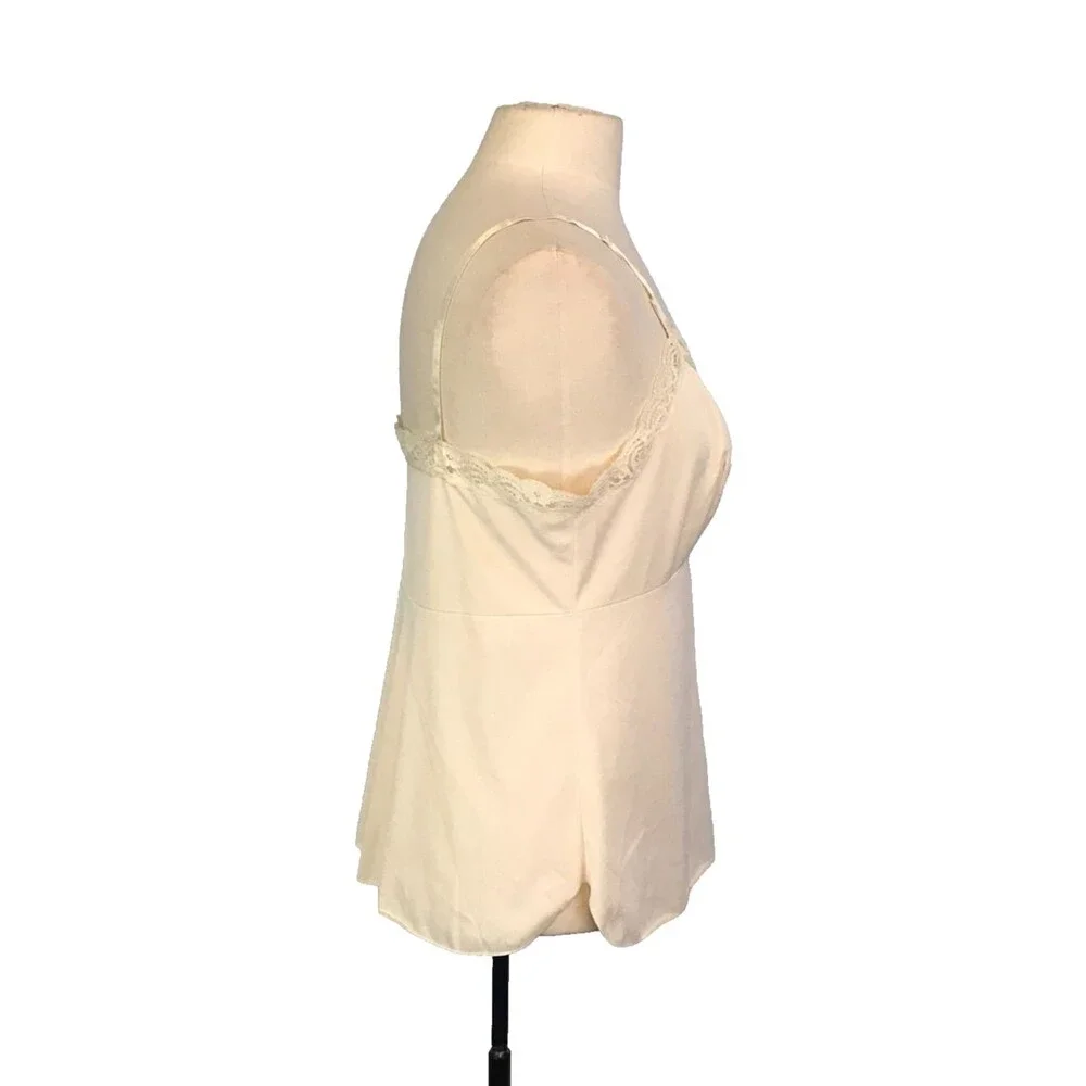 Shadowline Vintage Womens White Cream Camisole Top,‎ Lace, bust 38, Adjustable